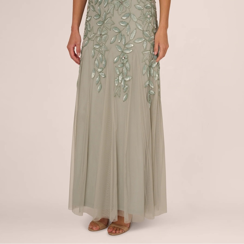 Adrianna Papell Light Sage Green Embellished Maxi Dress - Picture 6 of 8
